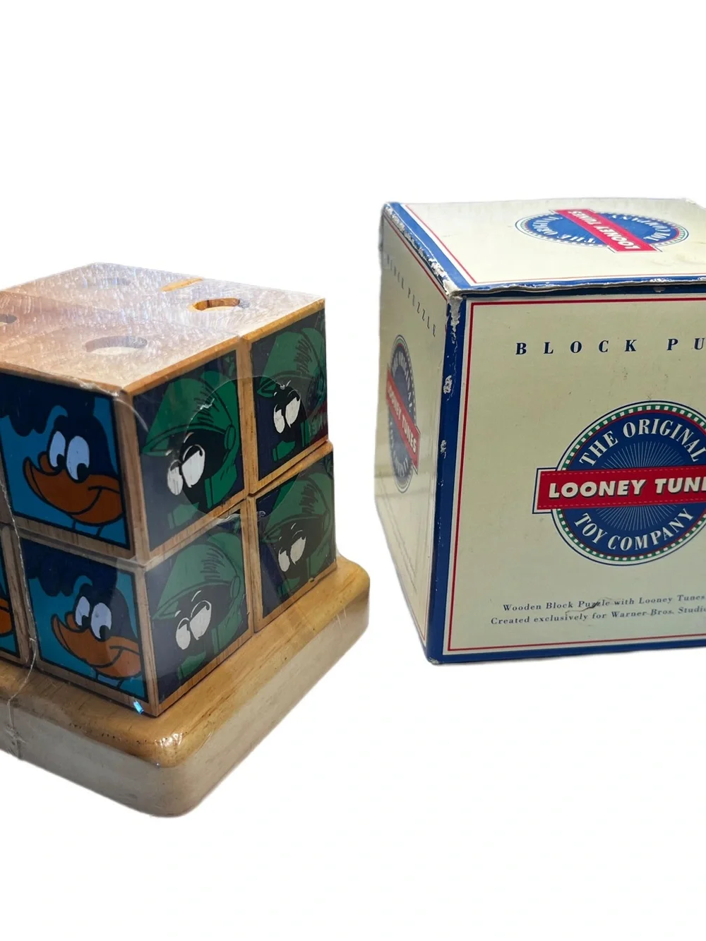 VTG Looney Tunes Sealed Wooden Block Puzzle 1992 Marvin Daffy Taz Tweety Bugs